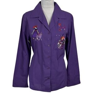 Vintage Red Hat Appliqué Button‎ Down Shirt Size S Dog Mom Standard Poodle